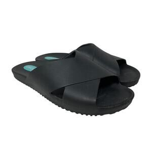 Oka B Slide Sandals Womens Size S US 7-8 Black Cross Strap